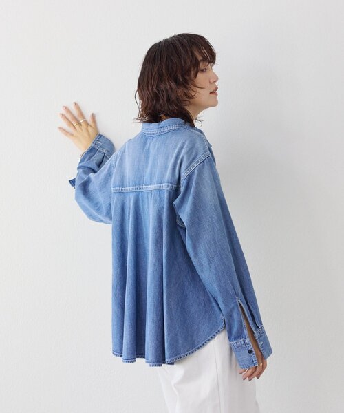 RIVE DROITE（リヴドロワ）の「【RIMH（リムエイチ）】バックフレアショートシャツ（シャツ/ブラウス・レディース・ブルー/サックスブルー・FREE）」の10枚目の写真