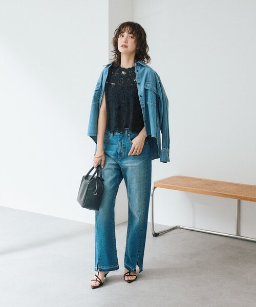 RIVE DROITE（リヴドロワ）の「【RIMH（リムエイチ）】バックフレアショートシャツ（シャツ/ブラウス・レディース・ブルー/サックスブルー・FREE）」の11枚目の写真