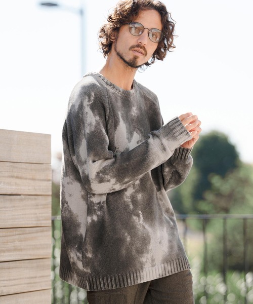 CAMBIO(カンビオ)の「mn3218- Spot Dyed Like Print Knit Pullover ニット(PF-261-001)(ニット/セーター・メンズ・ブラック/グレー・M/L)」の3枚目の写真