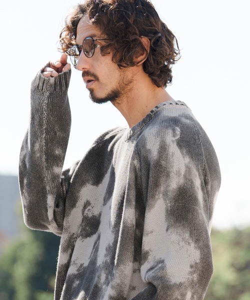 CAMBIO(カンビオ)の「mn3218- Spot Dyed Like Print Knit Pullover ニット(PF-261-001)(ニット/セーター・メンズ・ブラック/グレー・M/L)」の4枚目の写真