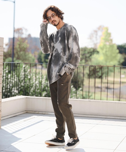CAMBIO(カンビオ)の「mn3218- Spot Dyed Like Print Knit Pullover ニット(PF-261-001)(ニット/セーター・メンズ・ブラック/グレー・M/L)」の6枚目の写真