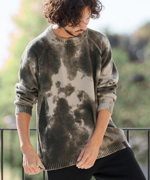 CAMBIO(カンビオ)の「mn3218- Spot Dyed Like Print Knit Pullover ニット(PF-261-001)(ニット/セーター・メンズ・ブラック/グレー・M/L)」の10枚目の写真