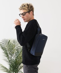 【BLUE STANDARD/ブルースタンダード】【長財布・ペットボトルも楽々】大容量ボディバッグ 異素材切り替え 杢調カジュアル