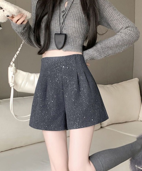 Miniministore(ミニミニストア)の「ラメツイード風ショートパンツハイウエスト(その他パンツ・レディース・ブラック/ダークグレー・M/S/L)」の11枚目の写真
