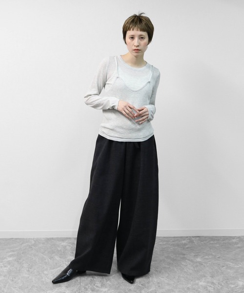 THE CELL.（ザセルドット）の「ツイード調コクーンワイドパンツ　SOFT BRUSHED COCOON WIDE PANTS（その他パンツ・レディース・チャコールグレー/ブラウン・FREE）」の22枚目の写真