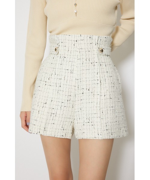 rienda（リエンダ）の「【セットアップ対応】ハイウエストツイードショートパンツ 春服（その他パンツ・レディース・ブラック/ライトブルー/ホワイト・X-SMALL/SMALL/MEDIUM）」の4枚目の写真