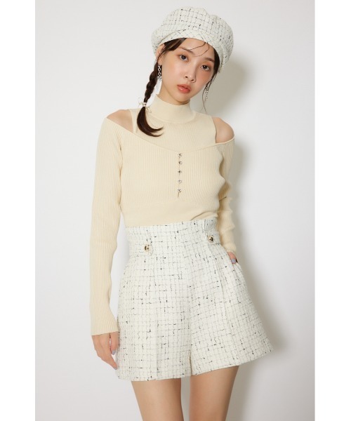 rienda（リエンダ）の「【セットアップ対応】ハイウエストツイードショートパンツ 春服（その他パンツ・レディース・ブラック/ライトブルー/ホワイト・X-SMALL/SMALL/MEDIUM）」の5枚目の写真