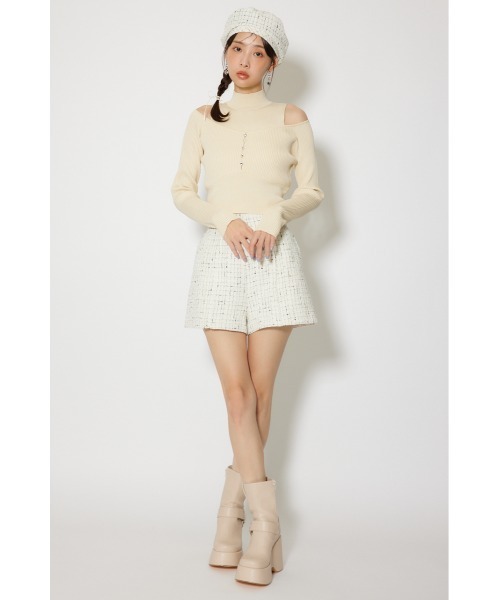 rienda（リエンダ）の「【セットアップ対応】ハイウエストツイードショートパンツ 春服（その他パンツ・レディース・ブラック/ライトブルー/ホワイト・X-SMALL/SMALL/MEDIUM）」の6枚目の写真