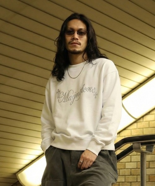 bike star（バイクスター）の「RESHAM ラインストーン羽トレーナー（スウェット・メンズ・ブラック/ホワイト・M/L）」の2枚目の写真