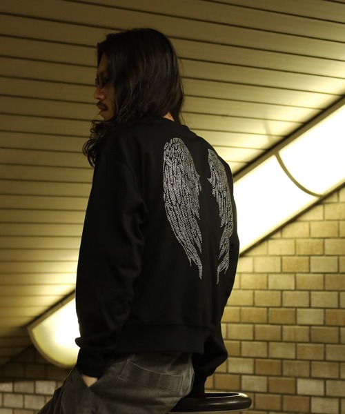 bike star（バイクスター）の「RESHAM ラインストーン羽トレーナー（スウェット・メンズ・ブラック/ホワイト・M/L）」の14枚目の写真
