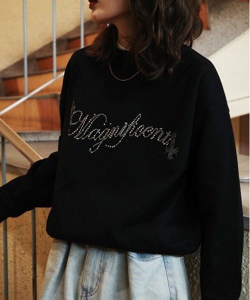 bike star（バイクスター）の「RESHAM ラインストーン羽トレーナー（スウェット・メンズ・ブラック/ホワイト・M/L）」の3枚目の写真