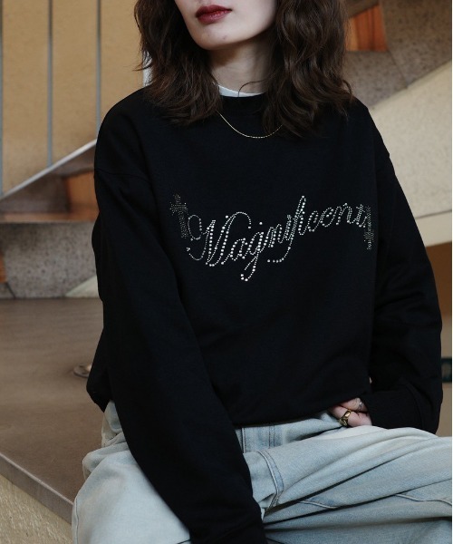 bike star（バイクスター）の「RESHAM ラインストーン羽トレーナー（スウェット・メンズ・ブラック/ホワイト・M/L）」の4枚目の写真