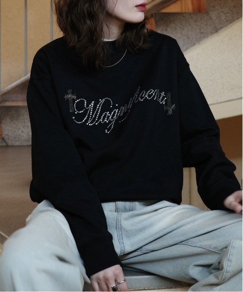 bike star（バイクスター）の「RESHAM ラインストーン羽トレーナー（スウェット・メンズ・ブラック/ホワイト・M/L）」の5枚目の写真