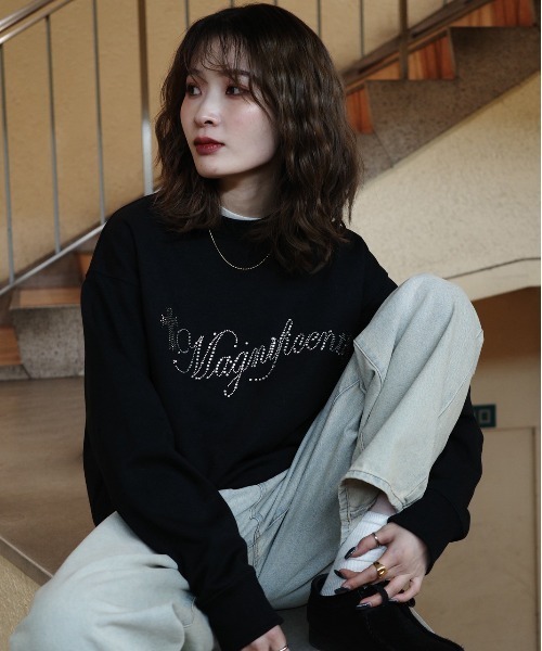 bike star（バイクスター）の「RESHAM ラインストーン羽トレーナー（スウェット・メンズ・ブラック/ホワイト・M/L）」の6枚目の写真