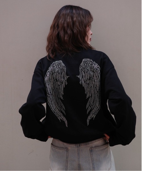bike star（バイクスター）の「RESHAM ラインストーン羽トレーナー（スウェット・メンズ・ブラック/ホワイト・M/L）」の10枚目の写真