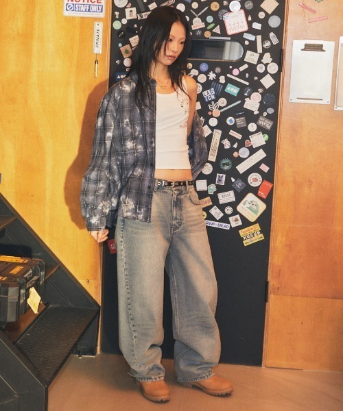 MAHAGRID（マハグリッド）の「『mahagrid/マハグリッド』 Overdyed Check Shirt/オーバーダイチェックシャツ（シャツ/ブラウス・レディース・チャコールグレー・S/M）」の19枚目の写真