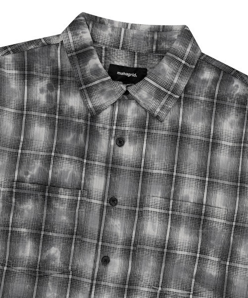 MAHAGRID（マハグリッド）の「『mahagrid/マハグリッド』 Overdyed Check Shirt/オーバーダイチェックシャツ（シャツ/ブラウス・レディース・チャコールグレー・S/M）」の9枚目の写真