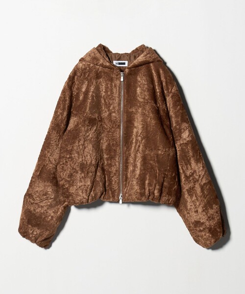 H　BEAUTY&YOUTH UNITED ARROWS（エイチビューティーアンドユースユナイテッドアローズ）の「＜H＞レーヨンシール フード ジップブルゾン（その他アウター・レディース・ブラウン系/ダークグレー・M/S）」の7枚目の写真
