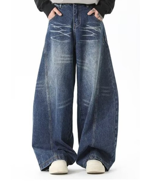 Evo+Revo（エボレボ）の「”今どきなダボっと感” ワイドバギー/カーブデニムパンツ（デニムパンツ・メンズ・ブラック/ネイビー・M/XL/L）」の2枚目の写真