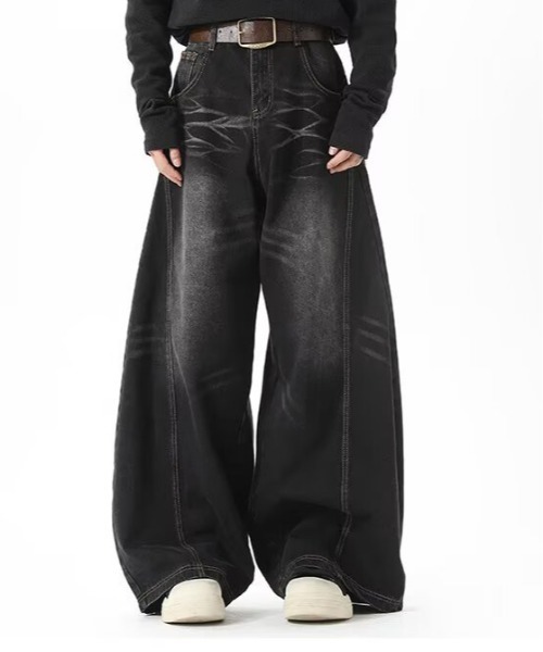 Evo+Revo（エボレボ）の「”今どきなダボっと感” ワイドバギー/カーブデニムパンツ（デニムパンツ・メンズ・ブラック/ネイビー・M/XL/L）」の5枚目の写真