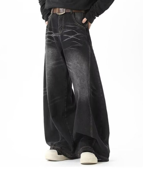 Evo+Revo（エボレボ）の「”今どきなダボっと感” ワイドバギー/カーブデニムパンツ（デニムパンツ・メンズ・ブラック/ネイビー・M/XL/L）」の6枚目の写真
