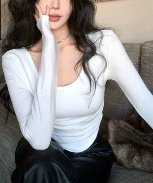 SHEENA(シーナ)の「【カップ付き】バックレースサイドギャザートップス(Tシャツ/カットソー・レディース・ブラック/ホワイト/グレー・M)」の5枚目の写真