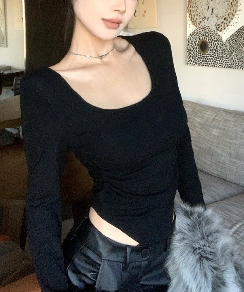 SHEENA(シーナ)の「【カップ付き】バックレースサイドギャザートップス(Tシャツ/カットソー・レディース・ブラック/ホワイト/グレー・M)」の16枚目の写真