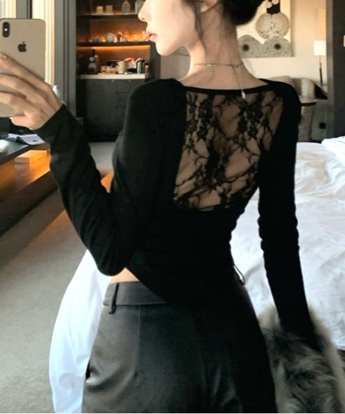 SHEENA(シーナ)の「【カップ付き】バックレースサイドギャザートップス(Tシャツ/カットソー・レディース・ブラック/ホワイト/グレー・M)」の18枚目の写真