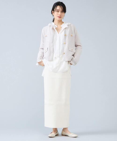 Liesse（リエス）の「ニットジャケット（カーディガン/ボレロ・レディース・アイボリー/ネイビー・FREE）」の17枚目の写真