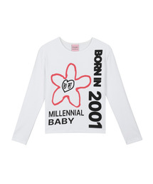 ITZAVIBE（イッザバイブ）の「[IBA23WT12WH] フラワーアイ2001Tシャツ - ホワイト（Tシャツ/カットソー）」