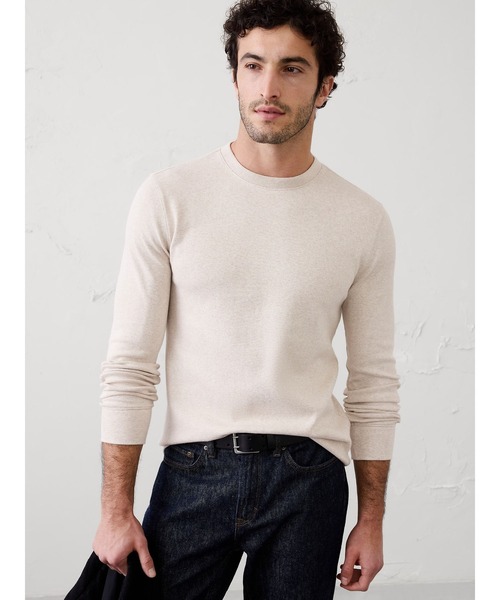 BANANA REPUBLIC FACTORY STORE(バナナリパブリック ファクトリーストア)の「BANANA REPUBLIC FACTORY STORE スタンダードフィット ミニリブ クルーネックTシャツ 長袖ロンT(Tシャツ/カットソー・メンズ・ネイビー/ブラウン/ナチュラル/グレー・M/S/XL/L)」の3枚目の写真
