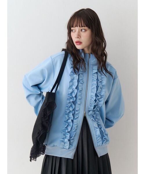 jouetie（ジュエティ）の「ルーズフリルトラックジャケット【セットアップ対応】（ジャージ・レディース・ブルー/ブラック/アイボリー・MEDIUM）」の16枚目の写真