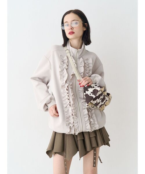 jouetie（ジュエティ）の「ルーズフリルトラックジャケット【セットアップ対応】（ジャージ・レディース・ブルー/ブラック/アイボリー・MEDIUM）」の7枚目の写真