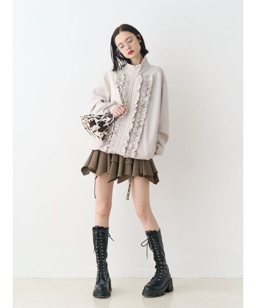 jouetie（ジュエティ）の「ルーズフリルトラックジャケット【セットアップ対応】（ジャージ・レディース・ブルー/ブラック/アイボリー・MEDIUM）」の8枚目の写真