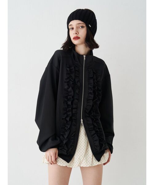 jouetie（ジュエティ）の「ルーズフリルトラックジャケット【セットアップ対応】（ジャージ・レディース・ブルー/ブラック/アイボリー・MEDIUM）」の11枚目の写真