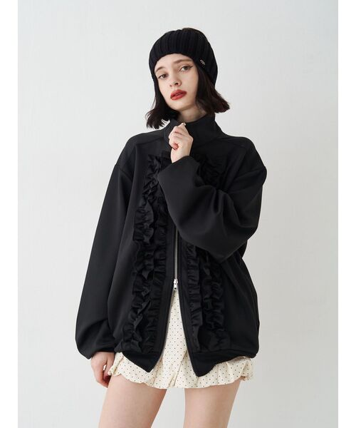 jouetie（ジュエティ）の「ルーズフリルトラックジャケット【セットアップ対応】（ジャージ・レディース・ブルー/ブラック/アイボリー・MEDIUM）」の12枚目の写真