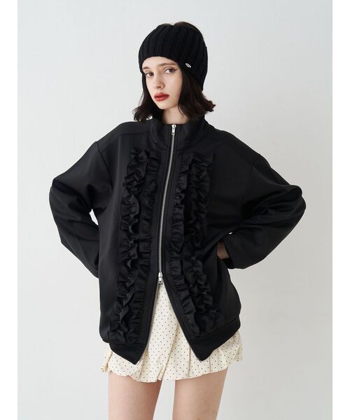 jouetie（ジュエティ）の「ルーズフリルトラックジャケット【セットアップ対応】（ジャージ・レディース・ブルー/ブラック/アイボリー・MEDIUM）」の10枚目の写真