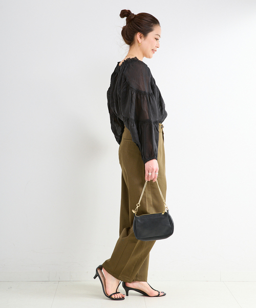 B.C STOCK(ベーセーストック)の「《追加》手洗い可 / シアリネンウィングブラウス(シャツ/ブラウス・レディース・ブラック/カーキ/ホワイト・FREE)」の12枚目の写真