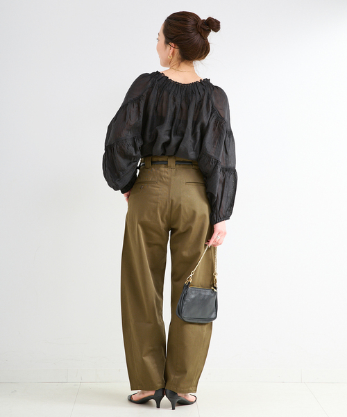 B.C STOCK(ベーセーストック)の「《追加》手洗い可 / シアリネンウィングブラウス(シャツ/ブラウス・レディース・ブラック/カーキ/ホワイト・FREE)」の13枚目の写真
