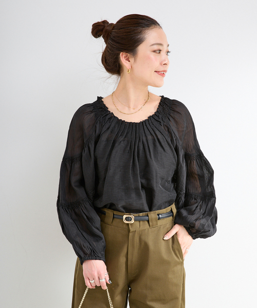 B.C STOCK(ベーセーストック)の「《追加》手洗い可 / シアリネンウィングブラウス(シャツ/ブラウス・レディース・ブラック/カーキ/ホワイト・FREE)」の14枚目の写真