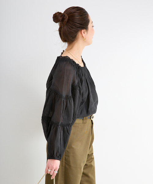 B.C STOCK(ベーセーストック)の「《追加》手洗い可 / シアリネンウィングブラウス(シャツ/ブラウス・レディース・ブラック/カーキ/ホワイト・FREE)」の15枚目の写真