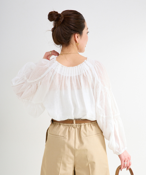 B.C STOCK(ベーセーストック)の「《追加》手洗い可 / シアリネンウィングブラウス(シャツ/ブラウス・レディース・ブラック/カーキ/ホワイト・FREE)」の22枚目の写真