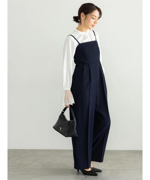 Te chichi（テチチ）の「【セレモニーアイテム】2タックベアオールインワン（セットアップ可）（サロペット/オーバーオール・レディース・ネイビー/ベージュ・F）」の2枚目の写真