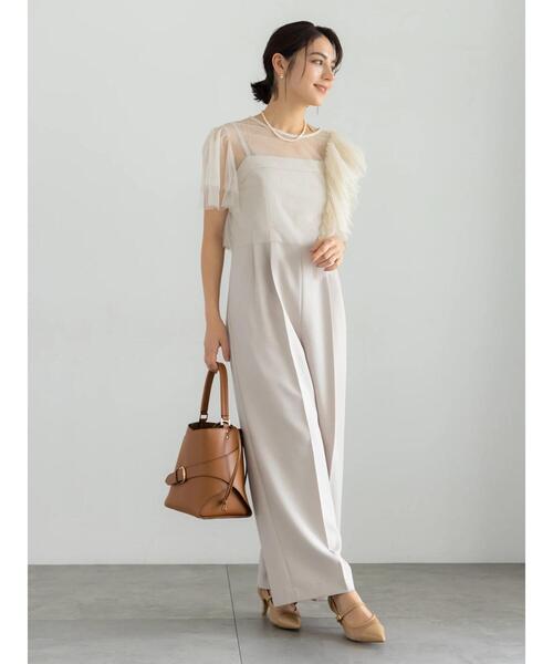 Te chichi（テチチ）の「【セレモニーアイテム】2タックベアオールインワン（セットアップ可）（サロペット/オーバーオール・レディース・ネイビー/ベージュ・F）」の4枚目の写真