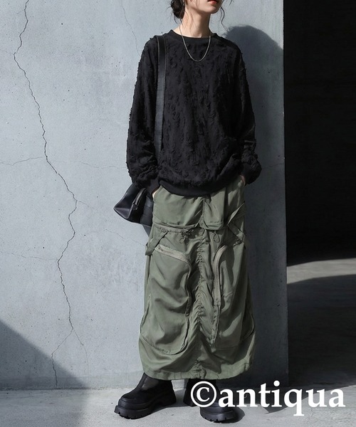 antiqua(アンティカ)の「ダメージ風 トップス(Tシャツ/カットソー・レディース・ブラック/ホワイト/ダークグレー・ONESIZE)」の11枚目の写真