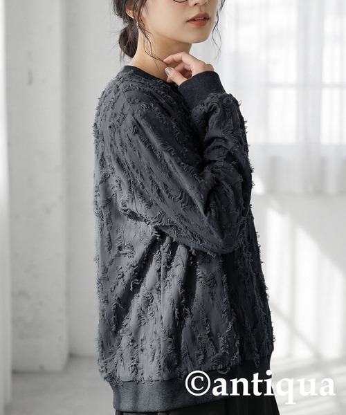 antiqua(アンティカ)の「ダメージ風 トップス(Tシャツ/カットソー・レディース・ブラック/ホワイト/ダークグレー・ONESIZE)」の15枚目の写真