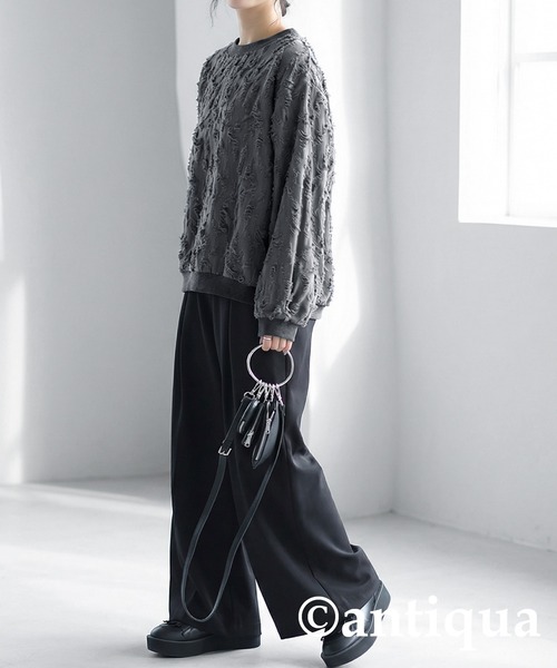 antiqua(アンティカ)の「ダメージ風 トップス(Tシャツ/カットソー・レディース・ブラック/ホワイト/ダークグレー・ONESIZE)」の16枚目の写真