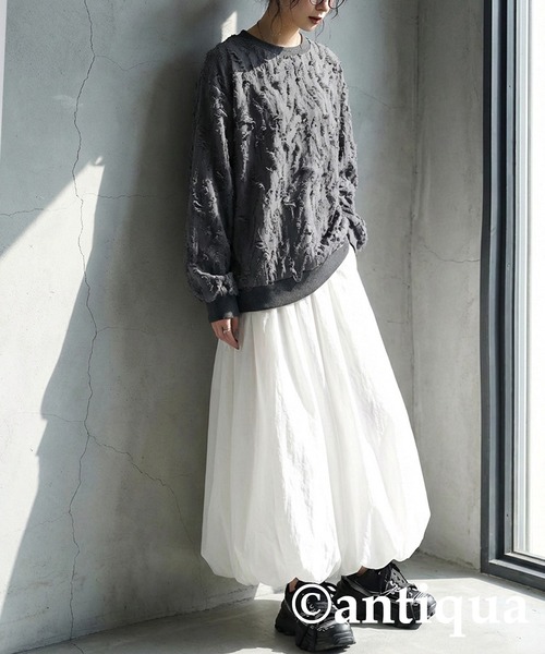 antiqua(アンティカ)の「ダメージ風 トップス(Tシャツ/カットソー・レディース・ブラック/ホワイト/ダークグレー・ONESIZE)」の14枚目の写真