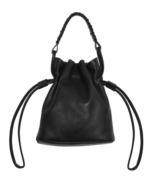 YArKA（ヤーカ）の「【YArKA/ヤーカ】real leather flat braided handle drawstring shoulder bag [bdbd6] / フラット編ハンドル巾着バッグ（ショルダーバッグ・レディース・ブラック・FREE）」の6枚目の写真