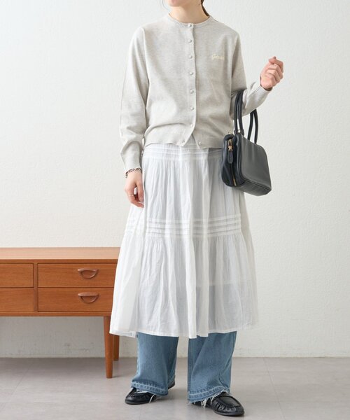 GEVACO（ゲバコ）の「【GEVACO】襟ドッキングニットカーディガン（カーディガン/ボレロ・レディース・ピンク/アイボリー/チャコールグレー・ONE SIZE）」の6枚目の写真